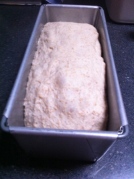 Dough risen in tin and ready to bake